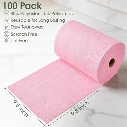 Microfiber Cleaning Cloth Roll (100 Count)
