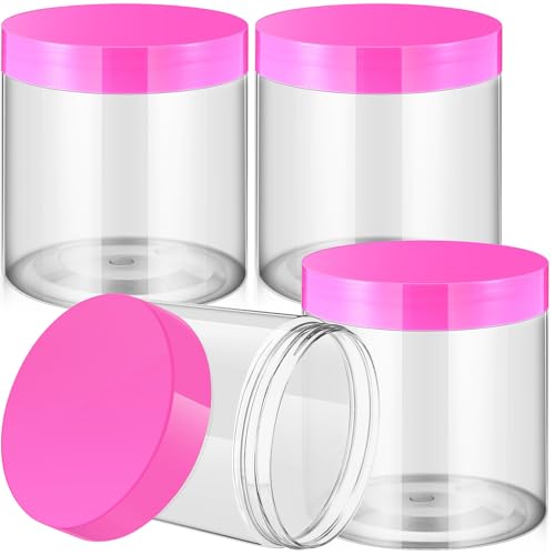 4 Pcs Plastic Jars Wide Mouth with Lids (4 Count)