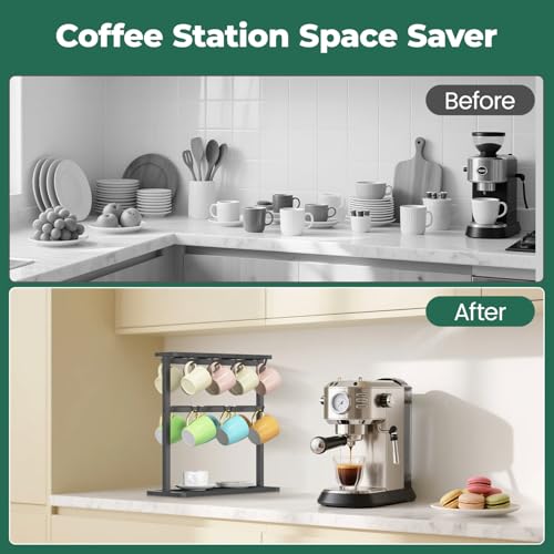 Coffee Mug Holder Cup Tree Rack for Coffee Bar Countertop