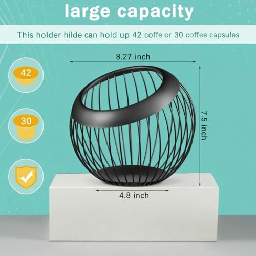 2 Pieces Coffee Pods Holder K Pods Holder Large Capacity Coffee Pod Baskets Stainless Steel Cup Organizer Sturdy for Espresso Capsule Pot Storage Metal Wire Fruit Bowl Snack Storage (2 Count)