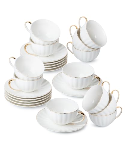 BTaT Cappuccino Cups with Saucers 7 oz (12 Count)