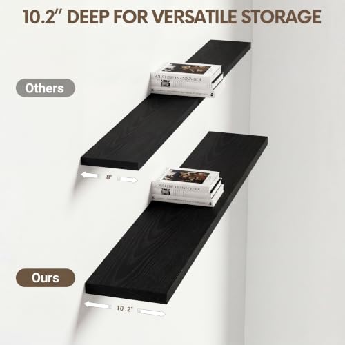 10 Inch Deep Floating Shelves 40” Set of 2 (2 Count)