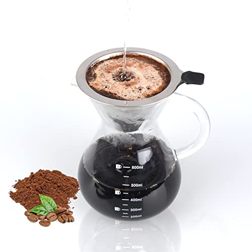 Pour Over Coffee Maker with Reusable Double