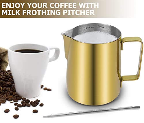 Stainless Steel Milk Frothing Pitcher 12 oz