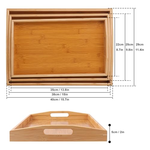 3 PCS Bamboo Serving Tray (3 Count)