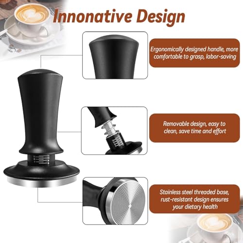 Espresso Tamper Calibrated Spring Loaded Coffee Tamper with Silicone Mat