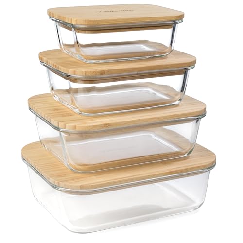Natural Acacia Lids Set for Food Storage Glass Containers (4 Count)