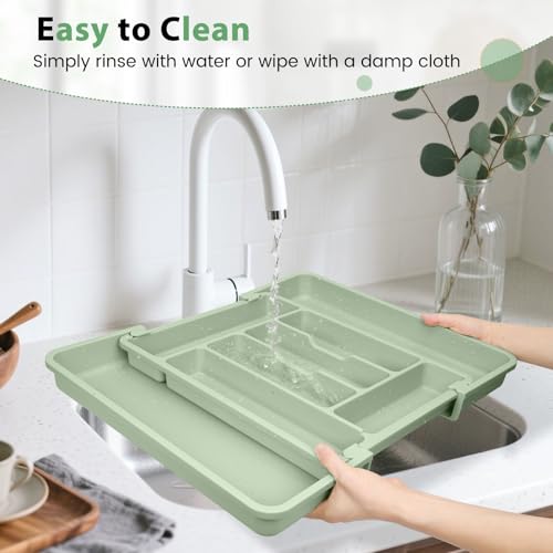 Large Silverware Organizer Tray for Kitchen Drawer Utensils Thicker