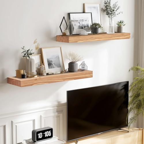 Solid Wood Floating Shelves (2 Count)