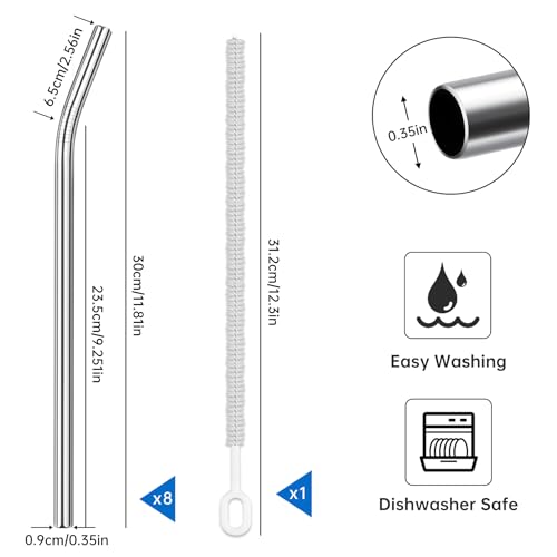 8PCS Stainless Steel Straws Fit for 40oz Stanley Tumblers (8 Count)