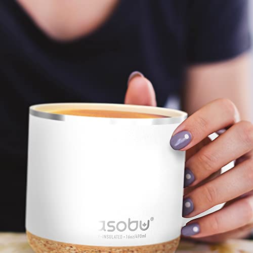 Infinite Stainless Steel Insulated Coffee Mug with Inner Ceramic Coating and Cork Coaster 16 Ounce