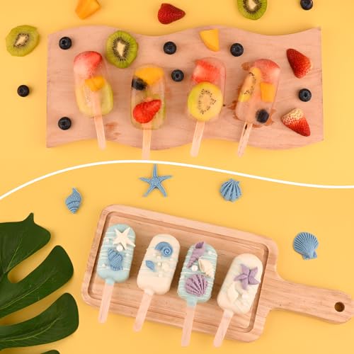 3 Pcs 4 Cavity Mini Popsicle Silicone Molds with 100 Wooden Sticks (124 Count)