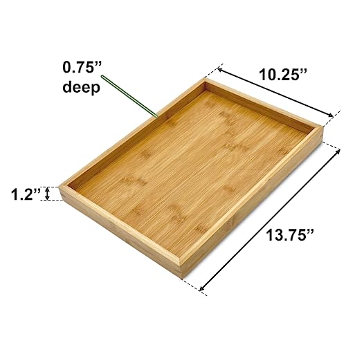 Natural Bamboo Serving Tray Platter 13.75 x 10.25 Rectangular
