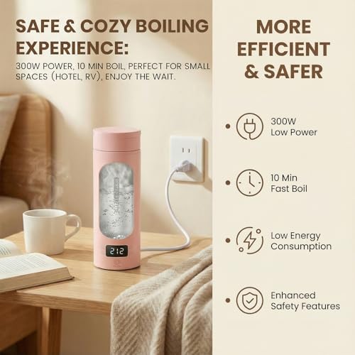 Pink Portable Electric Kettle forTravel
