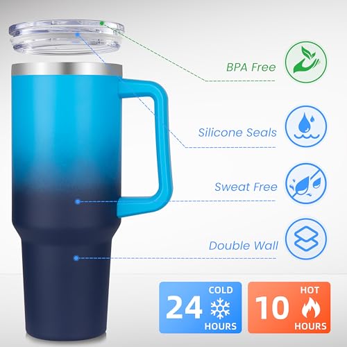 40 oz Tumbler with Handle and Straw