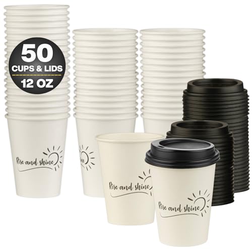 Disposable Coffee Cups with Lids (50 Count)