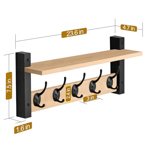 Coat Rack Wall Mount with Shelf