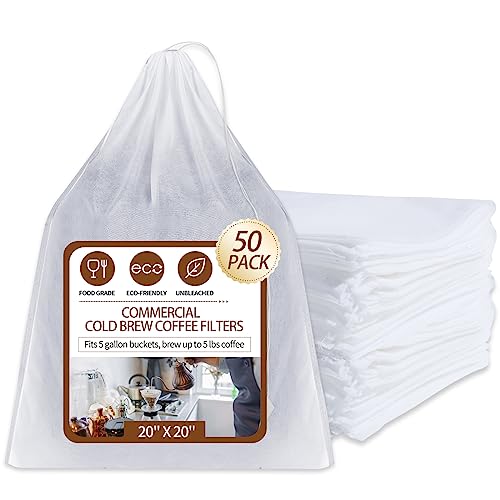 50Pcs Commercial Cold Brew Coffee Filters for 5 Gallon Buckets