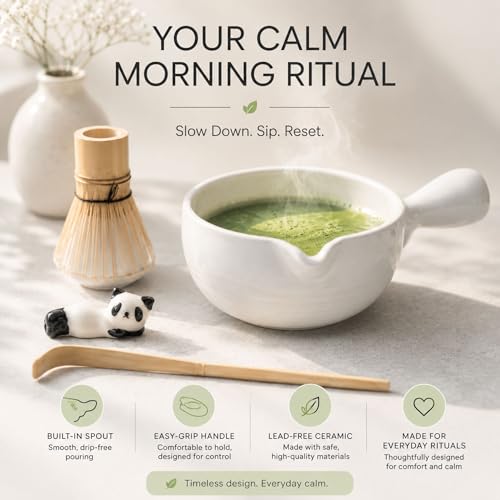 HAPPY PATH & CO Patented Matcha Bowl Set with Handle & Spout