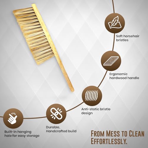 11 in Counter Brush Wood Handle Horsehair Bristle Cleaning Brush