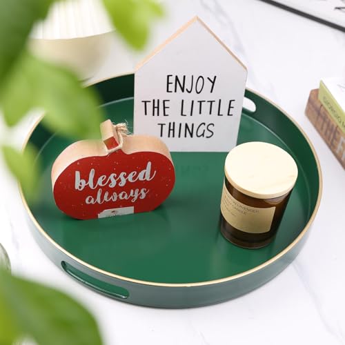 Green Round Decorative Tray with Handles