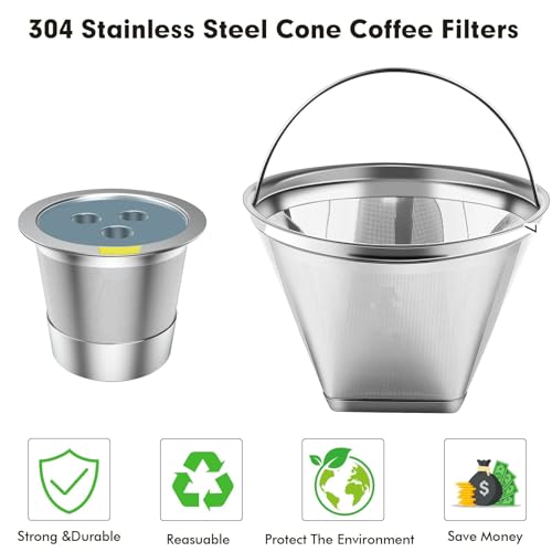 Stainless Steel Reusable Coffee Filter Compatible with Coffee Maker (3 Count)