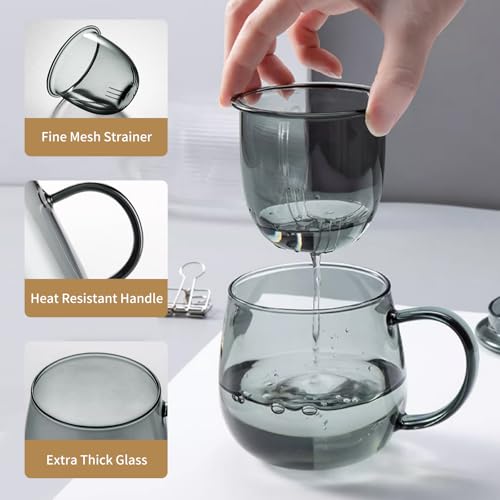 Glass Tea Cup with Infuser and Lid