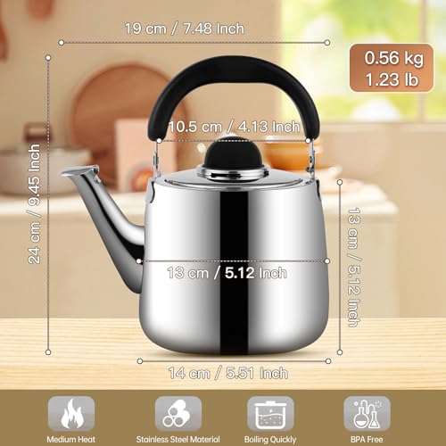 2.1 QT Stainless Steel Whistling Tea kettle for Stove Top