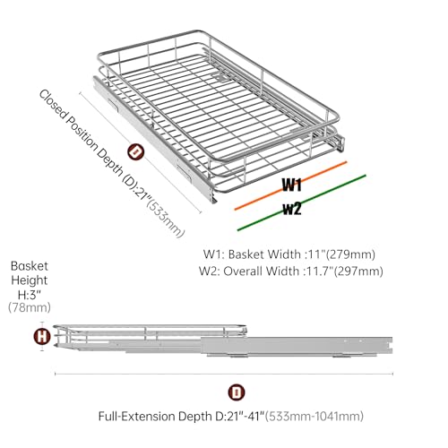 Pull Out Shelves For Kitchen Cabinets 11" W x 21" D