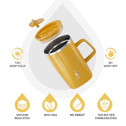 16 oz Insulated Coffee Mug with Lid and Handle