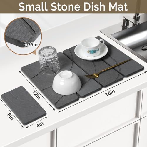 Small Stone Dish Drying Mat for Kitchen Counter (2 Count)