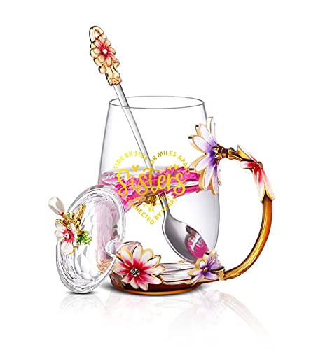 Elegant Flower Tea Cup Coffee Mug With Spoon For Sisters Gifts