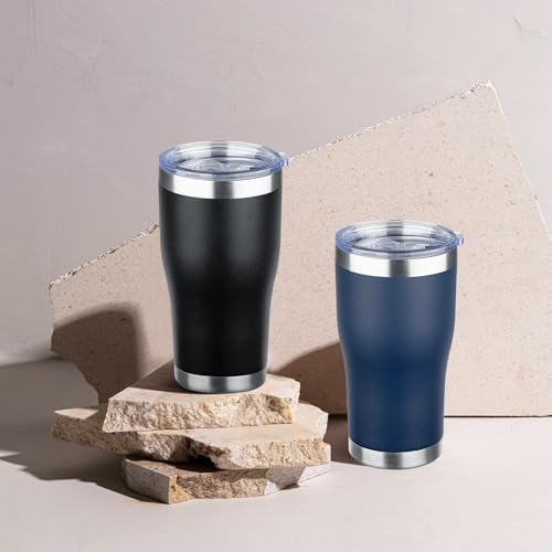 20oz Coffee Tumbler with Lid and Straw Double Wall Vacuum Insulated Cup Stainless Steel Travel Mugs Insulated for Hot Cold Leakproof Powder Coated Tumbler for Indoor Outdoor
