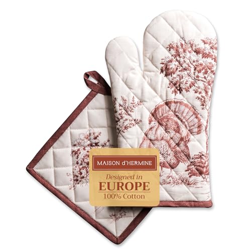 100% Cotton Oven Mitt & Pot Holder Set
