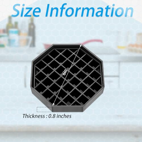 8 Pcs 6 Inch Coffee Drip Tray Black Plastic Octagon Coffee Countertop Drip Coaster with Honeycomb Grid for Drink Tea Wine Beverage Dispenser (8 Count)