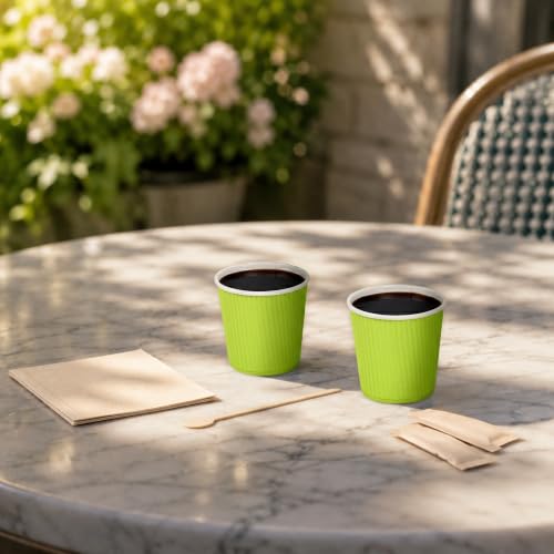 Ripple Wall Coffee Cups 500 Count 4 Ounce Insulated Eco Green Paper Cups