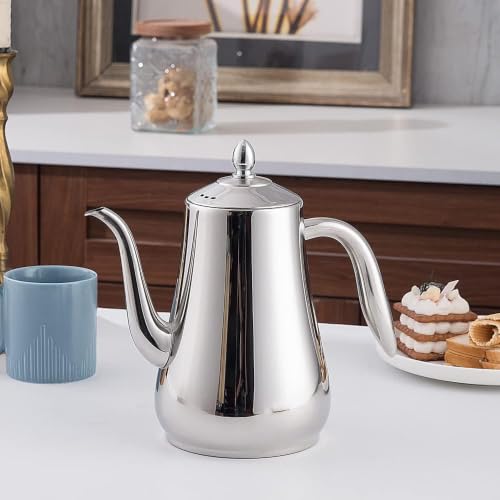 Stainless Steel Teapot with Infuser Silver 58Oz
