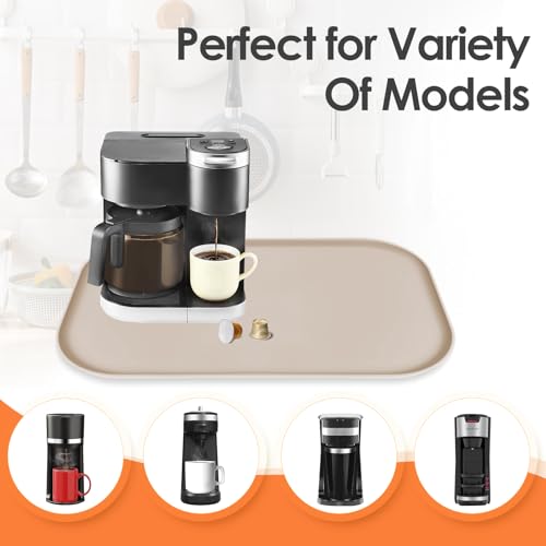 Silicone Coffee Maker Mat with Lip for Countertops