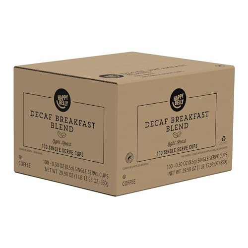 Amazon Brand Happy Belly Decaf Light Roast Coffee Pods (100 Count)