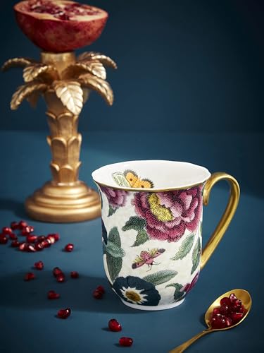 Creatures of Curiosity Collection Cream Floral Coffee Mug