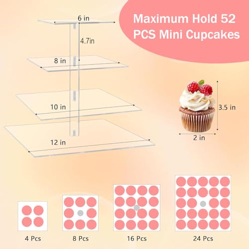 4 Tier Acrylic Cupcake Stand (4 Holders)