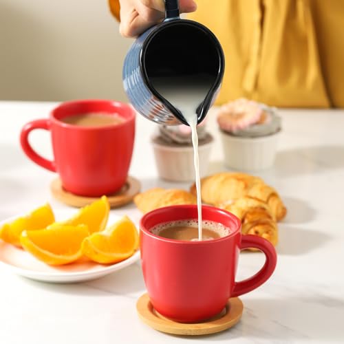 Cappuccino Cups with Bamboo Saucers Set of 6 (6 Count)