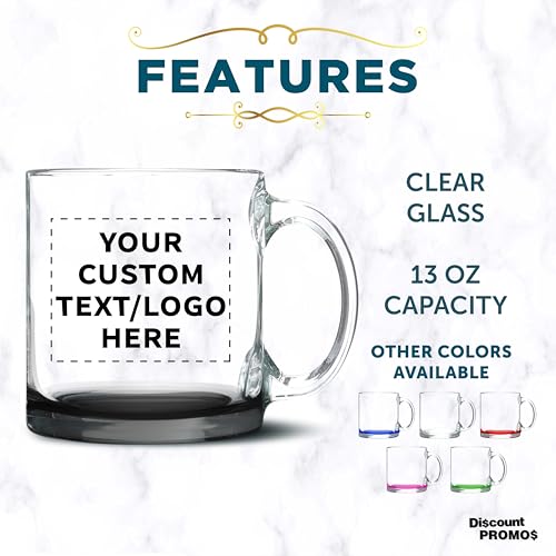 Custom Clear Glass Coffee Mugs 13 oz. Set of 10 (100 Count)