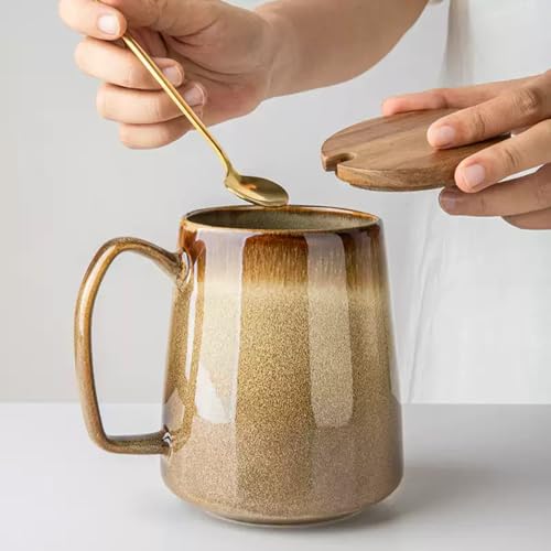 24 oz Extra Large Ceramic Coffee Mug Vintage Brown Cup with Handle