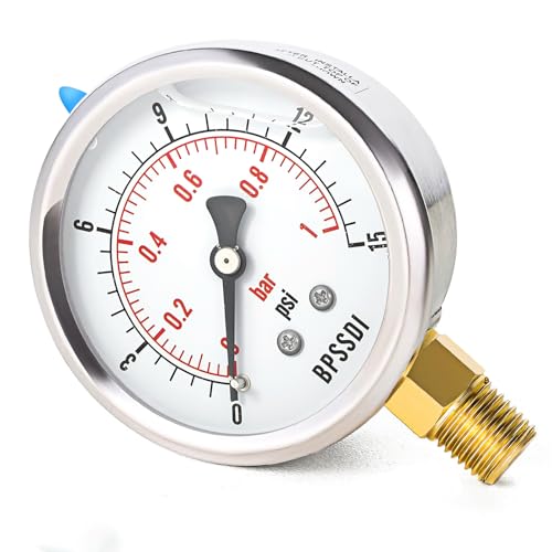 0 15 Psi Glycerin Liquid Filled Low Pressure Gauge
