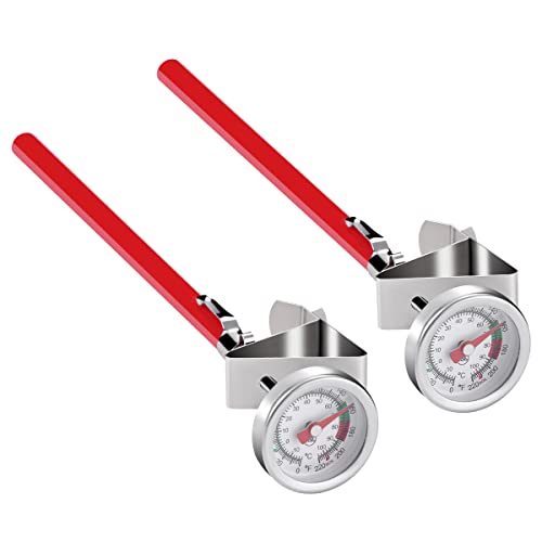 2 Pack Instant Read Pocket Milk Frothing Thermometer with1 inch Dial 5 inch Probe Clip (2 Count)