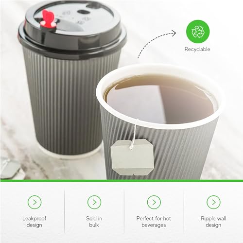 Ripple Wall Coffee Cups 500 Count 12 Ounce Insulated Gray Paper Cups