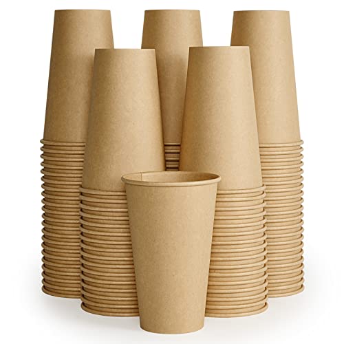 100 Pack 16 oz Kraft Paper Coffee Cups