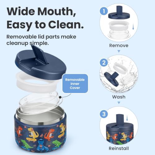 12oz Insulated Vacuum Food Jar with Buckle Lid Wide Mouth Soup Thermo for Hot Food Kids Leakproof Stainless Steel Lunch Container