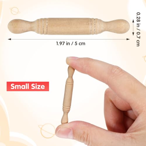 30 Pcs Mini Rolling Pins 1.96 Inch Wooden Simulation Kitchen Toys for Kids Miniature Dough Rollers for Dollhouse Decor Educational Craft Tools for Creativity and Imagination